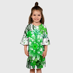Платье клеш для девочки Яркая пышная летняя зелень, цвет: 3D-принт — фото 2