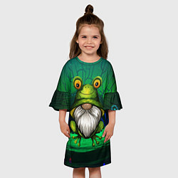 Платье клеш для девочки Гном - лягушка, цвет: 3D-принт — фото 2