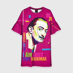 Платье клеш для девочки Salvador Dali: I am just not normal, цвет: 3D-принт