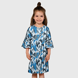 Платье клеш для девочки Светло-Синий Камуфляж, цвет: 3D-принт — фото 2