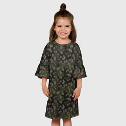 Платье клеш для девочки Лесной Охотничий Камуфляж, цвет: 3D-принт — фото 2