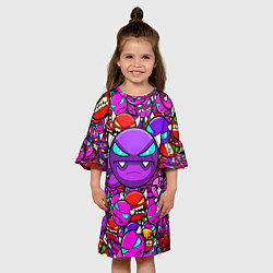Платье клеш для девочки Geometry Dash эмоции demon, цвет: 3D-принт — фото 2