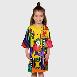 Платье клеш для девочки Girl with a glass, цвет: 3D-принт — фото 2