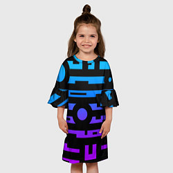 Платье клеш для девочки Неоновая геометрия Neon, цвет: 3D-принт — фото 2