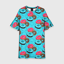 Платье клеш для девочки Яркие пончики, цвет: 3D-принт