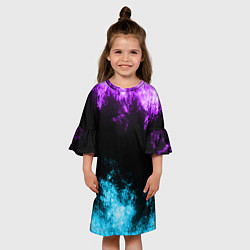 Платье клеш для девочки НЕОНОВЫЙ РАЗНОЦВЕТНЫЙ ОГОНЬ, цвет: 3D-принт — фото 2