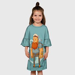 Платье клеш для девочки Старый добрый моряк, цвет: 3D-принт — фото 2