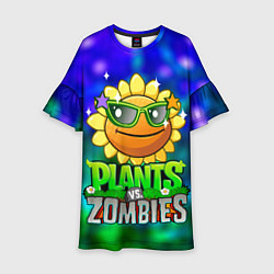 Платье клеш для девочки Plants vs Zombies подсолнух, цвет: 3D-принт