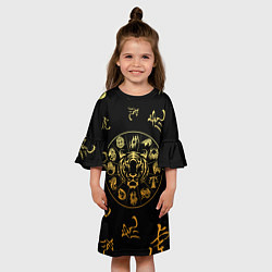 Платье клеш для девочки Знаки зодиака Год Тигра, цвет: 3D-принт — фото 2