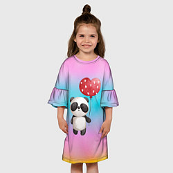 Платье клеш для девочки Маленькая панда с сердечком, цвет: 3D-принт — фото 2