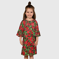 Платье клеш для девочки Букет алых роз, цвет: 3D-принт — фото 2