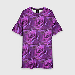 Платье клеш для девочки Фиолетовые цветы паттерн, цвет: 3D-принт