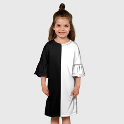 Платье клеш для девочки Black and white чб, цвет: 3D-принт — фото 2