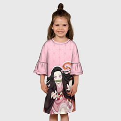 Платье клеш для девочки НЕДЗУКО В ОБЛИКЕ ДЕМОНА КРД, цвет: 3D-принт — фото 2
