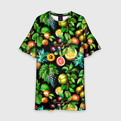 Детское платье Сочные фрукты - персик, груша, слива, ананас