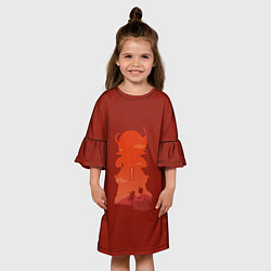 Платье клеш для девочки Ускользающее солнце Мондштада Кли, цвет: 3D-принт — фото 2
