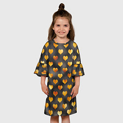 Платье клеш для девочки Сердечки Gold and Black, цвет: 3D-принт — фото 2