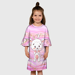 Платье клеш для девочки Маленький медвежонок с короной, цвет: 3D-принт — фото 2