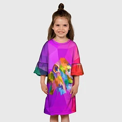 Платье клеш для девочки Цветная обезьяна Color monkey, цвет: 3D-принт — фото 2