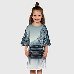 Платье клеш для девочки Лексус - зимняя дорога!, цвет: 3D-принт — фото 2