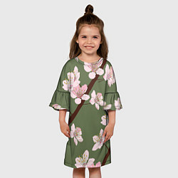 Платье клеш для девочки Деревья весной, цвет: 3D-принт — фото 2