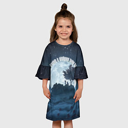 Платье клеш для девочки Луна - арт, цвет: 3D-принт — фото 2
