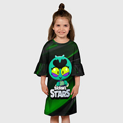 Платье клеш для девочки Brawl Stars green Eve, цвет: 3D-принт — фото 2