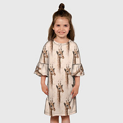 Платье клеш для девочки Голова жирафа паттерн, цвет: 3D-принт — фото 2