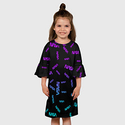 Платье клеш для девочки NASA NEON PATTERN, цвет: 3D-принт — фото 2