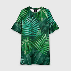 Платье клеш для девочки Tropical plants pattern, цвет: 3D-принт