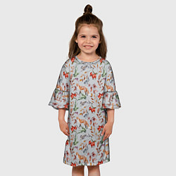 Платье клеш для девочки Лисы и лесные ягоды, цвет: 3D-принт — фото 2