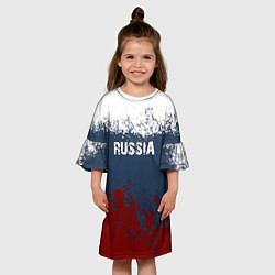 Платье клеш для девочки Россия - краски, цвет: 3D-принт — фото 2