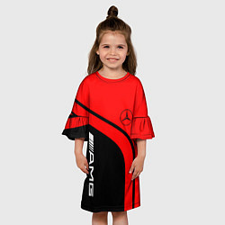 Платье клеш для девочки AMG MERCEDES RED, цвет: 3D-принт — фото 2