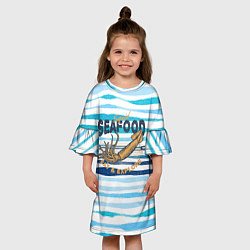 Платье клеш для девочки Морская еда Кальмар, цвет: 3D-принт — фото 2