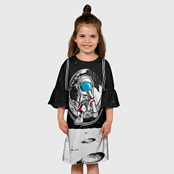 Платье клеш для девочки Космонавт на луне, цвет: 3D-принт — фото 2