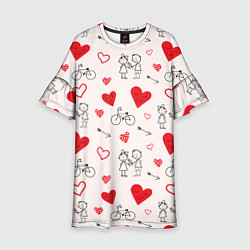 Платье клеш для девочки Романтические сердечки, цвет: 3D-принт