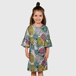Платье клеш для девочки Ананасовый урожай, цвет: 3D-принт — фото 2