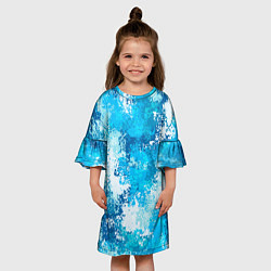 Платье клеш для девочки Спортивный камуфляж Пикси - Лагуна, цвет: 3D-принт — фото 2