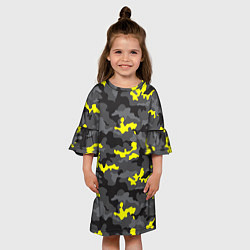 Платье клеш для девочки Камуфляж Серо-Чёрный, цвет: 3D-принт — фото 2