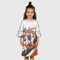 Платье клеш для девочки Catcher Кетчер бейсбол, цвет: 3D-принт — фото 2