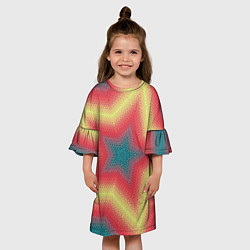 Платье клеш для девочки Звездный современный узор, цвет: 3D-принт — фото 2