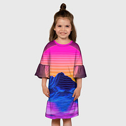 Платье клеш для девочки РЕТРО НЕОН CYBERPUNK, цвет: 3D-принт — фото 2