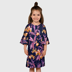 Платье клеш для девочки Цветы Колокольчики, цвет: 3D-принт — фото 2