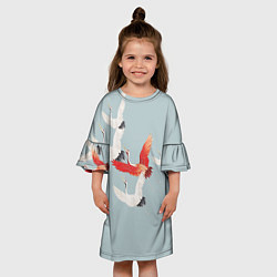 Платье клеш для девочки Стая журавлей, цвет: 3D-принт — фото 2
