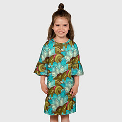 Платье клеш для девочки Абстрактные лепестки цветов, цвет: 3D-принт — фото 2