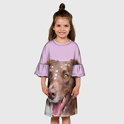 Платье клеш для девочки Веселая Бордер колли, цвет: 3D-принт — фото 2