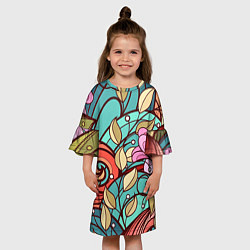 Платье клеш для девочки Цветочный принт - арт, цвет: 3D-принт — фото 2