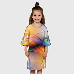 Платье клеш для девочки Абстрактные линии разных цветов, цвет: 3D-принт — фото 2