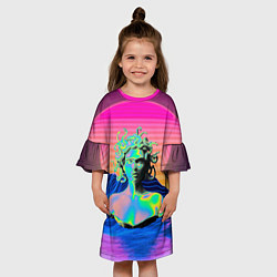 Платье клеш для девочки Gorgon Medusa Vaporwave Neon Mountains, цвет: 3D-принт — фото 2