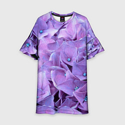 Платье клеш для девочки Фиолетово-сиреневые цветы, цвет: 3D-принт